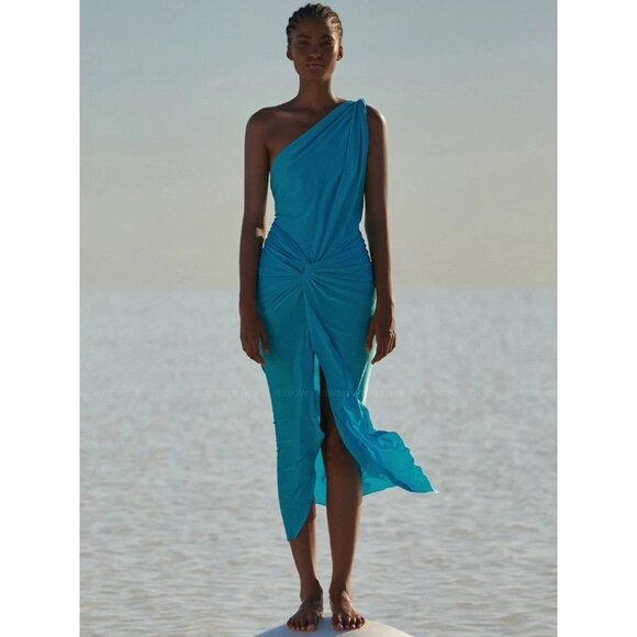Baobab Miamar Maxi Dress Lazuli Blue One Shoulder - Picture 1 of 7
